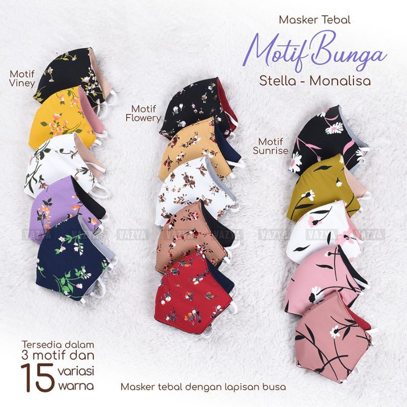 Masker Hijab Tebal 3ply Stella – Monalisa Motif