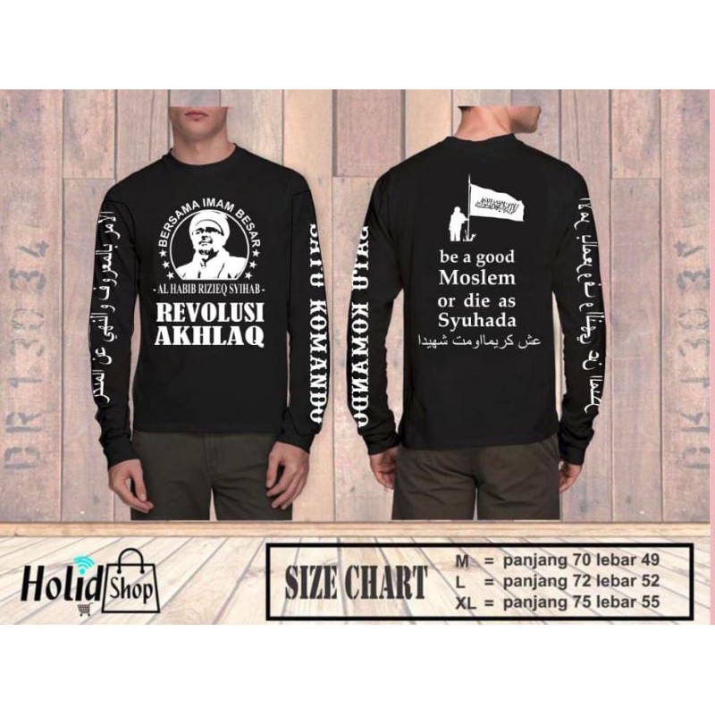 Kaos Pria Habib Rizieq Shihab Lengan Panjang Islami Tauhid Fron Pembela Islam Pecinta Habib