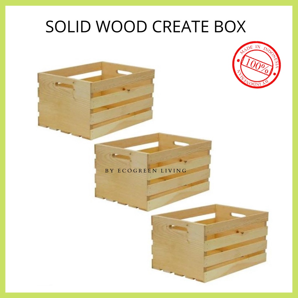 Solid Wood Crates / Wood Box Multifunction / Kotak Kayu / Laci Kayu Jati belanda / Keranjang W010