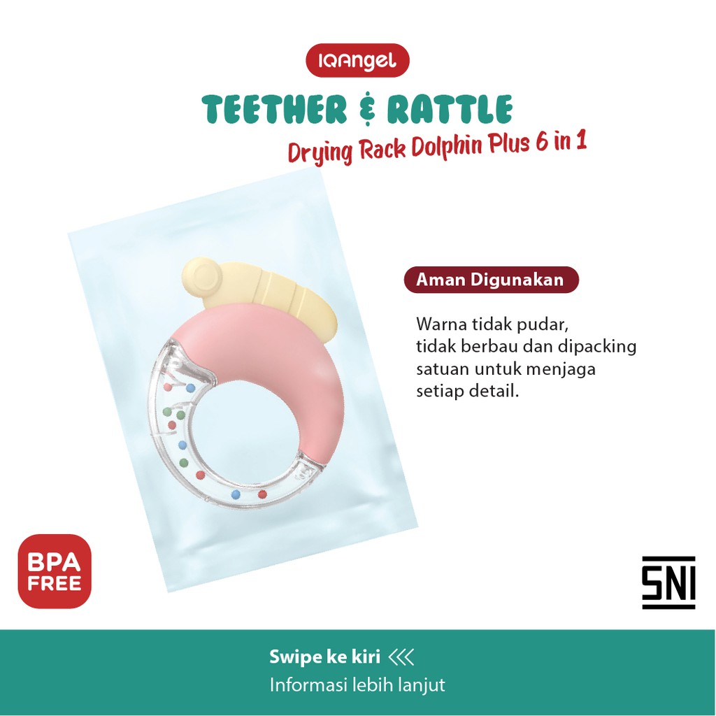 IQ Angel Drying Rack Dolphin Plus 6in1 Teether Toy / Teether Rattle Bayi / Rak Botol Susu Bayi-5