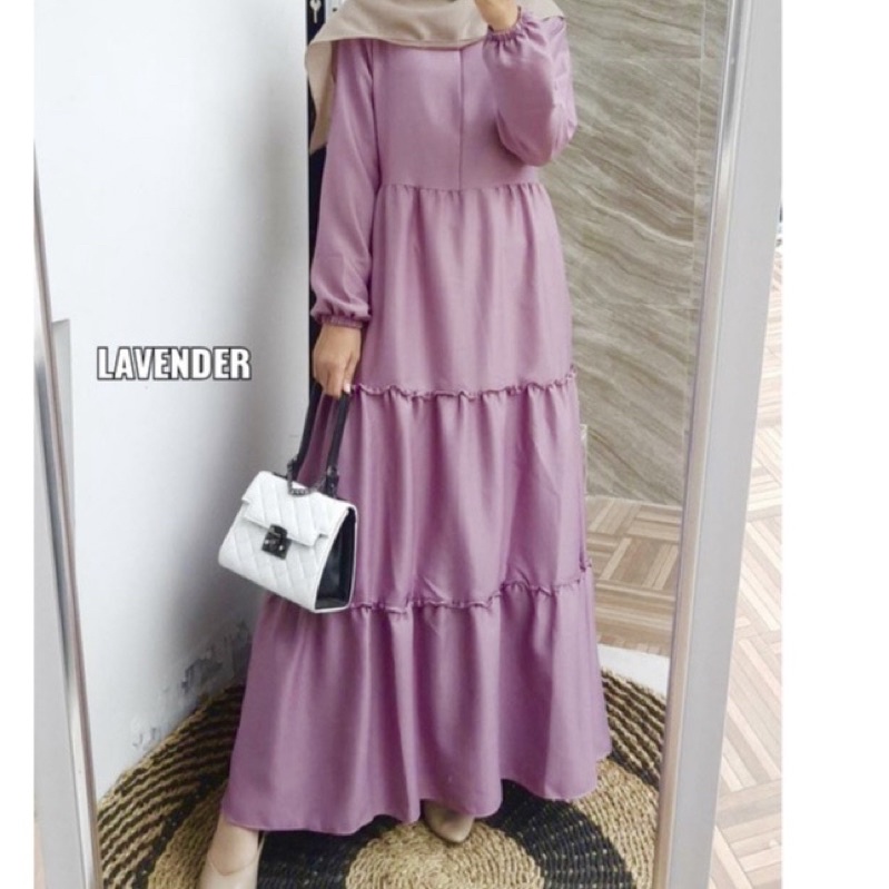 Gamis rempel susun luar | dress rempel susun polos simpel