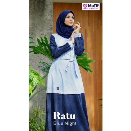 Mutif MV 37 Ratu Blue Night Brunnera - Baju Muslim Gamis Dress Terbaru Casual Premium Ori