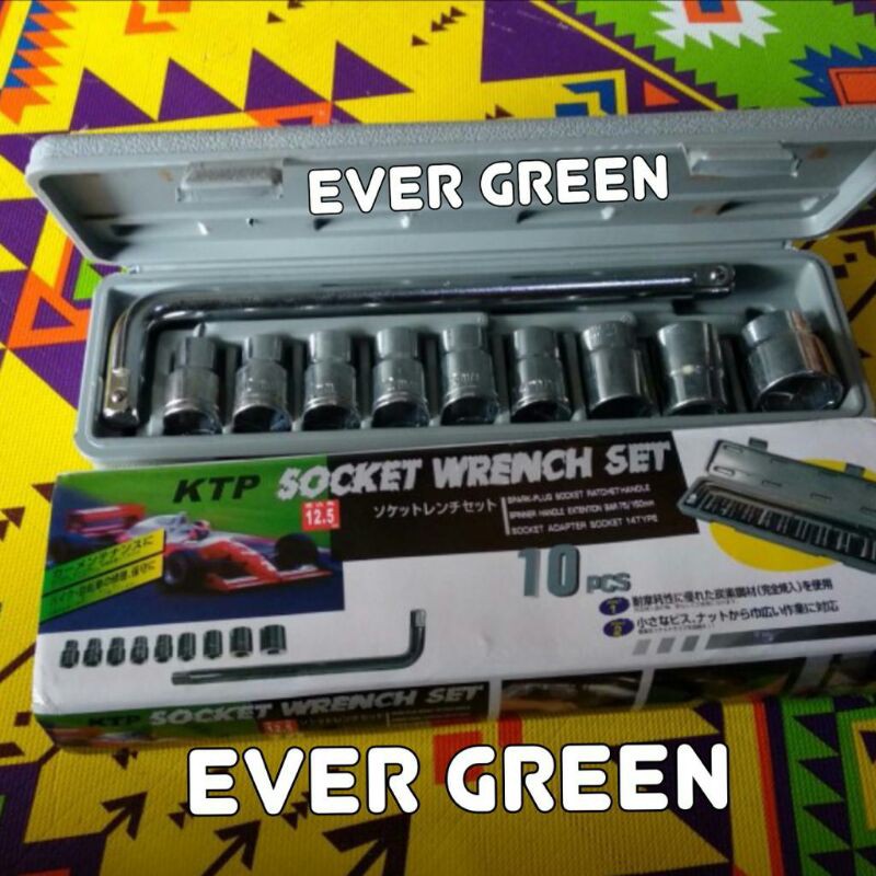 Kunci Sock set 10 pcs Full set 8-24 mm - Stang Shock L dan Mata Sok set -  kunci roda 21 treker cvt