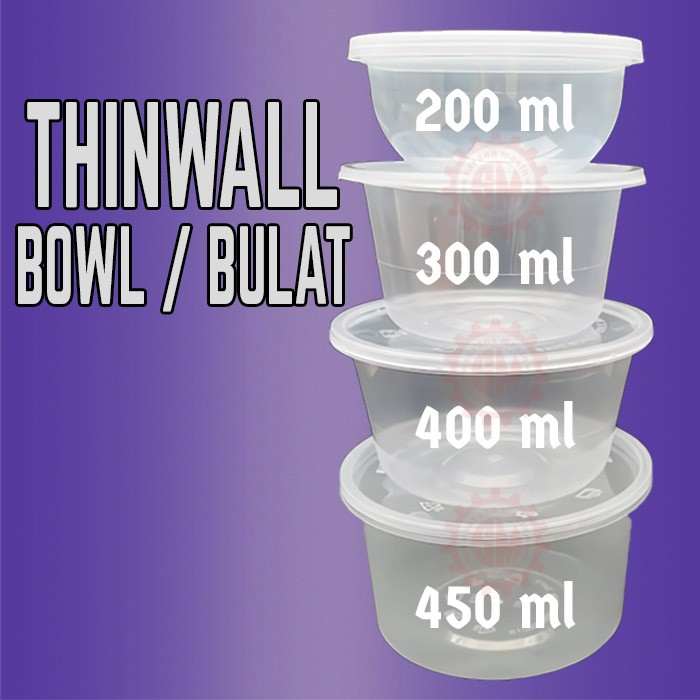 Food Container / Thinwall Bulat Uk 200ml, 300ml, 400ml, 450ml