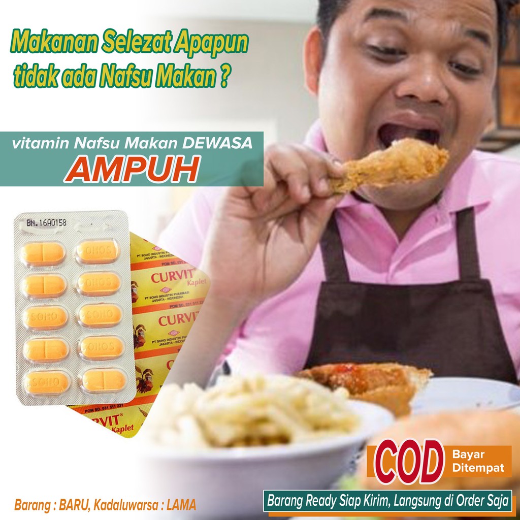Obat Vitamin NAFSU MAKAN Dewasa AMPUH Terlaris ~ Curvit Kaplet