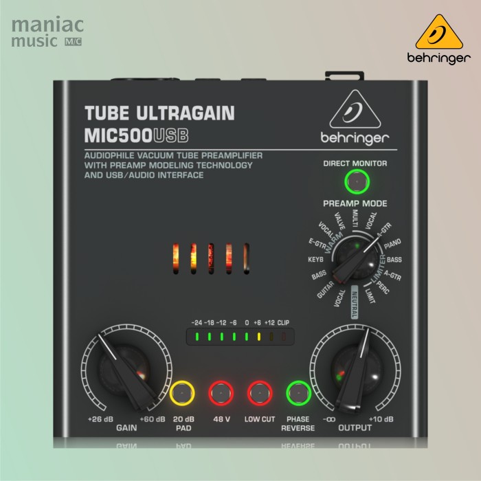 {suhadistore} Behringer MIC500USB Preamp Tabung Soundcard Rekaman 12AX7 Tube Limited