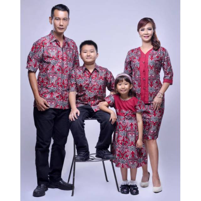 Couple batik keluarga rok n blus audy daun