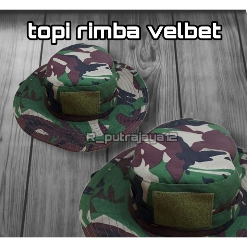 TOPI RIMBA VELBET LORENG MALVINAS / TOPI RIMBA BAHAN VELBET / TOPI RIMBA LORENG