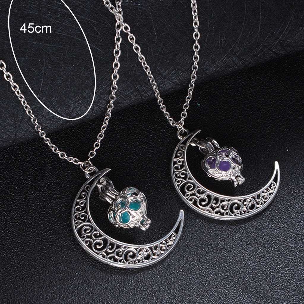Hu Hu Hu Hu Hu Alat Bantu Pasang Kacamata♡ Kalung Choker Liontin Bulan Sabit Glow In the Dark Untuk Unisex