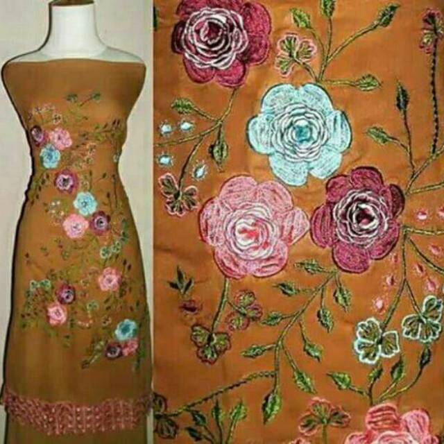 Bahan/Bakal Baju Kurung Bunga Timbul
