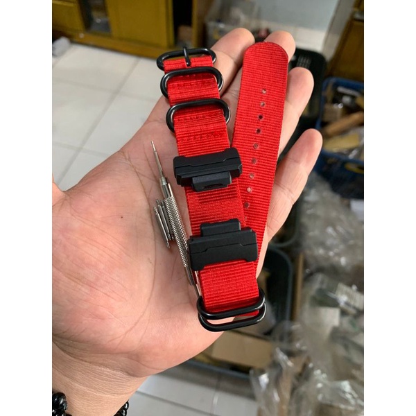 Strap Tali Jam Tangan G shock Adptor Zulu strap Merah 22MM