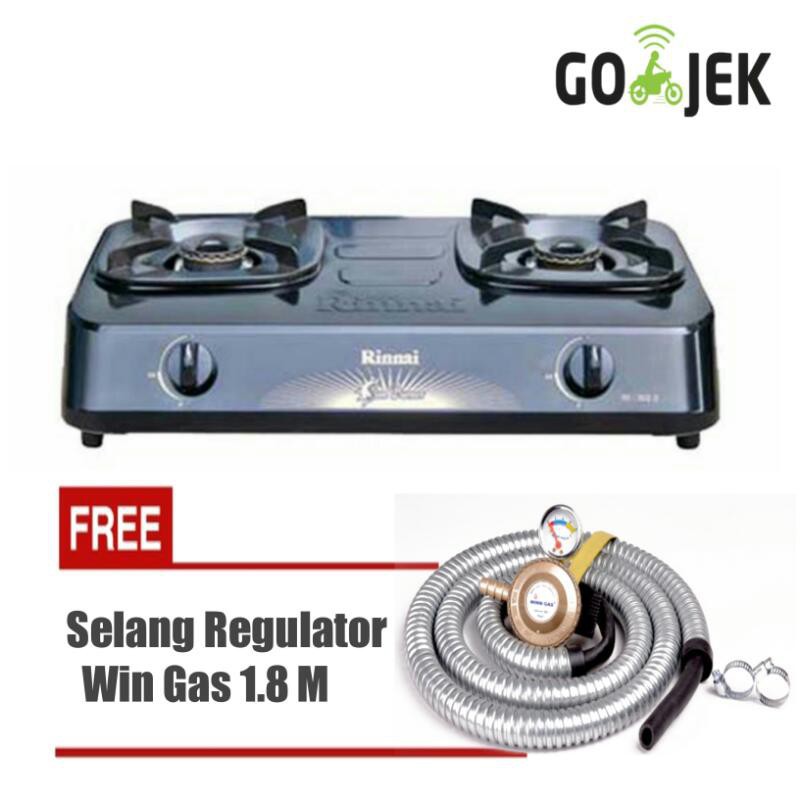 Kompor Gas 2Tungku RI-302S  + Win Gas Selang Regulator Meter