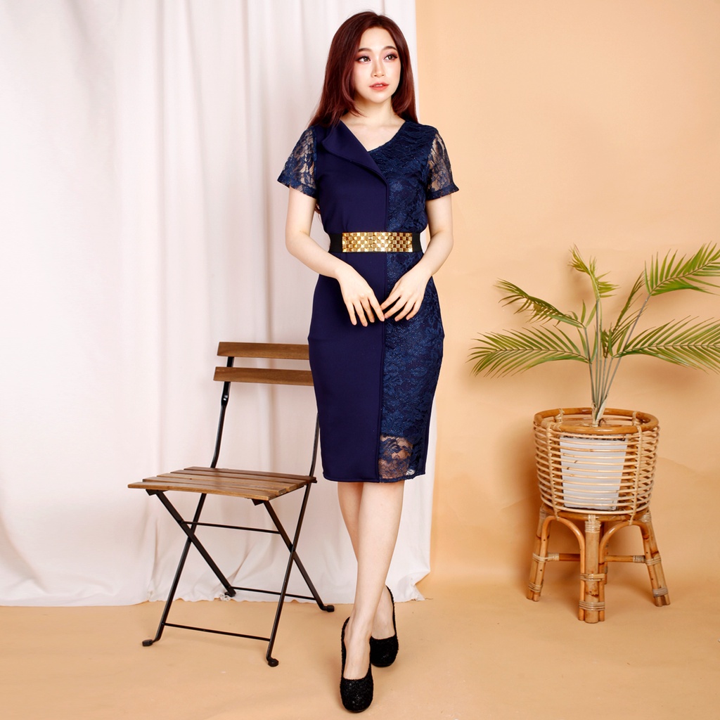 Kathryn collection 127 # dres rok span scuba Import premium kombinasi brukat gliter free belt