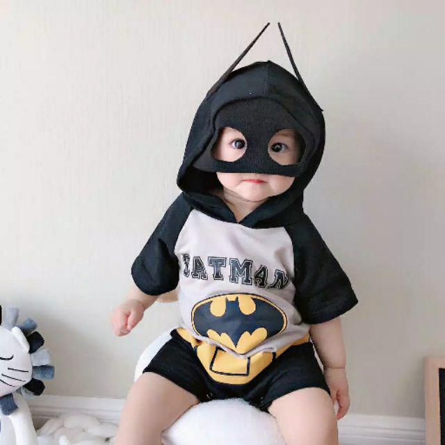 Baju Jumper Romper Anak Bayi Hoodie Superhero Batman, Superman, Spiderman, Captain America-Batman