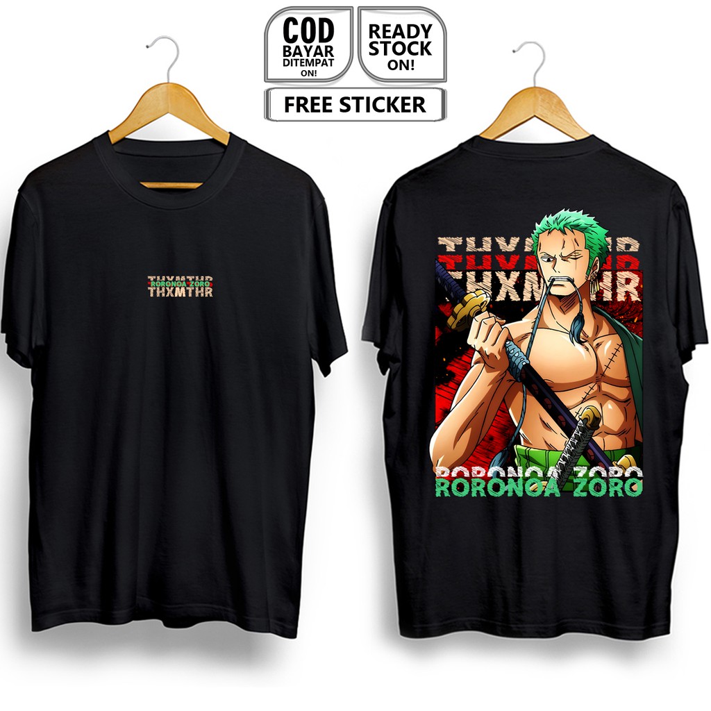 KAOS RORONOA ZORO ONE PIECE PIRATE HUNTER BAJAK LAUT TOPI JERAMI PENDEKAR PEDANG LUFFY SANJI NAMI TM