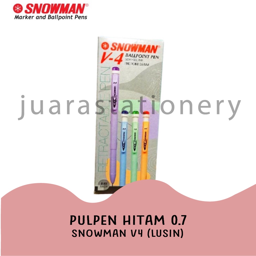 

706 - (LUSINAN) Bolpen Snowman V-4 0.7mm / Bolpoin Cetekan Pastel / Bolpen / Pulpen / Bolpoin