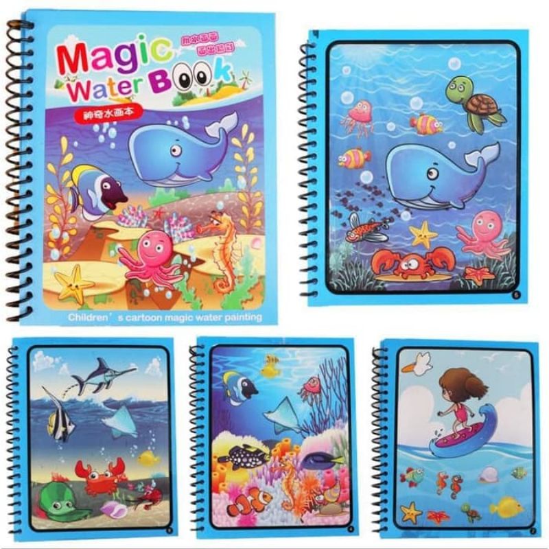 [TERMURAH] Buku Mewarnai digunakan Berulang termurah anti berantakan mengalihakan dari gadget magic water book-Sea