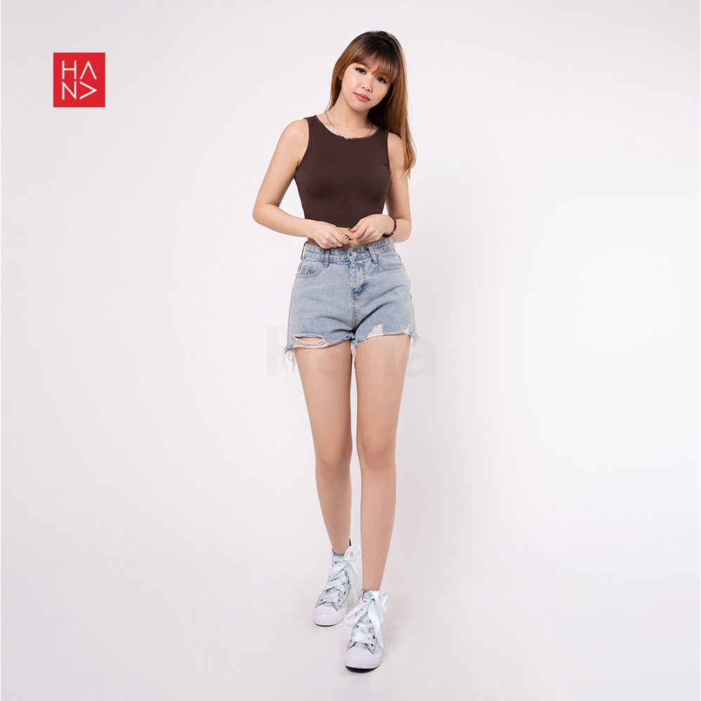Sita Crop Tank Top Murah Atasan Wanita Murah - TT007-Brown