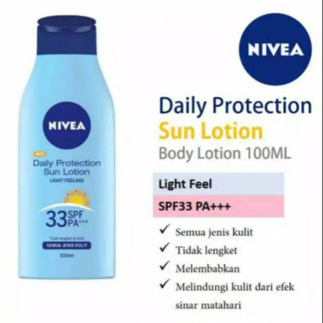 Jual Nivea Daily Protection Sun Lotion SPF33 PA+++ 100ml Nivea Sunblock