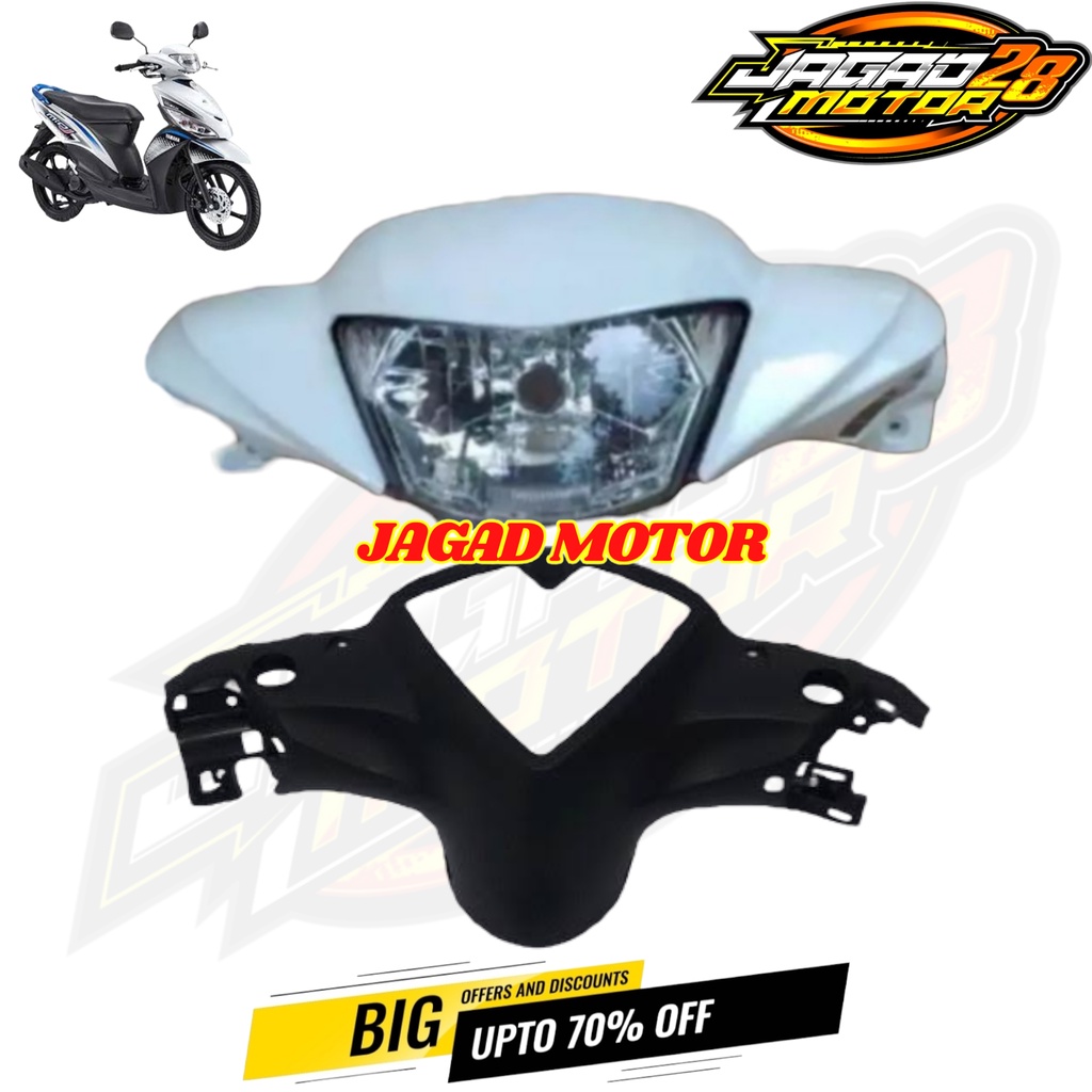 Batok Depan Belakang Plus Lampu Mio J Putih / Batok Depan Belakang Mio J Putih + Lampu / Batok Kepala Depan Belakang Plus Reflketor Lampu Depan Mio J Putih / Batok Kepala Depan Belakang Mio J Putih Set Reflektor Lampu Depan