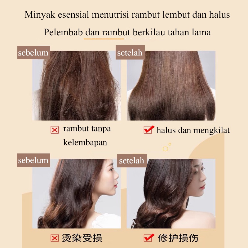 Serum rambut argan oil Memperbaiki rambut kering, keriting, ujung bercabang,pewarnaan, pengeritinga serum rambut