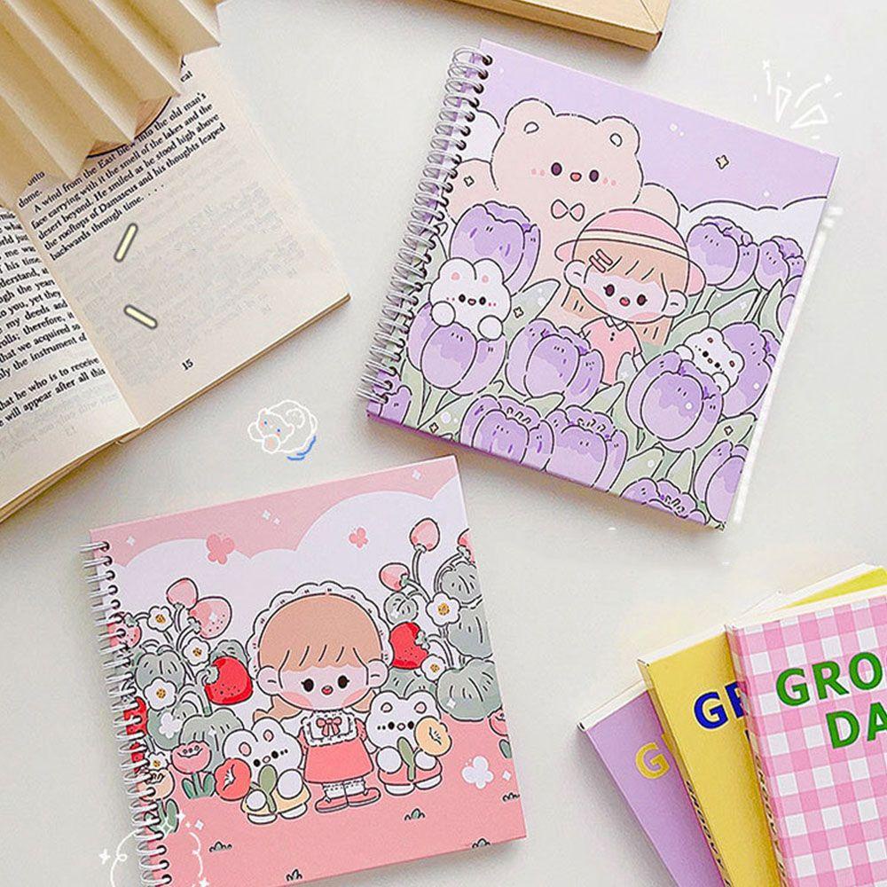 [Elegan] Kartun Spiral Notebook Grid Paper Portable Diary Notepad Tangan Akun Perlengkapan Sekolah Jurnal Buku Jadwal Buku