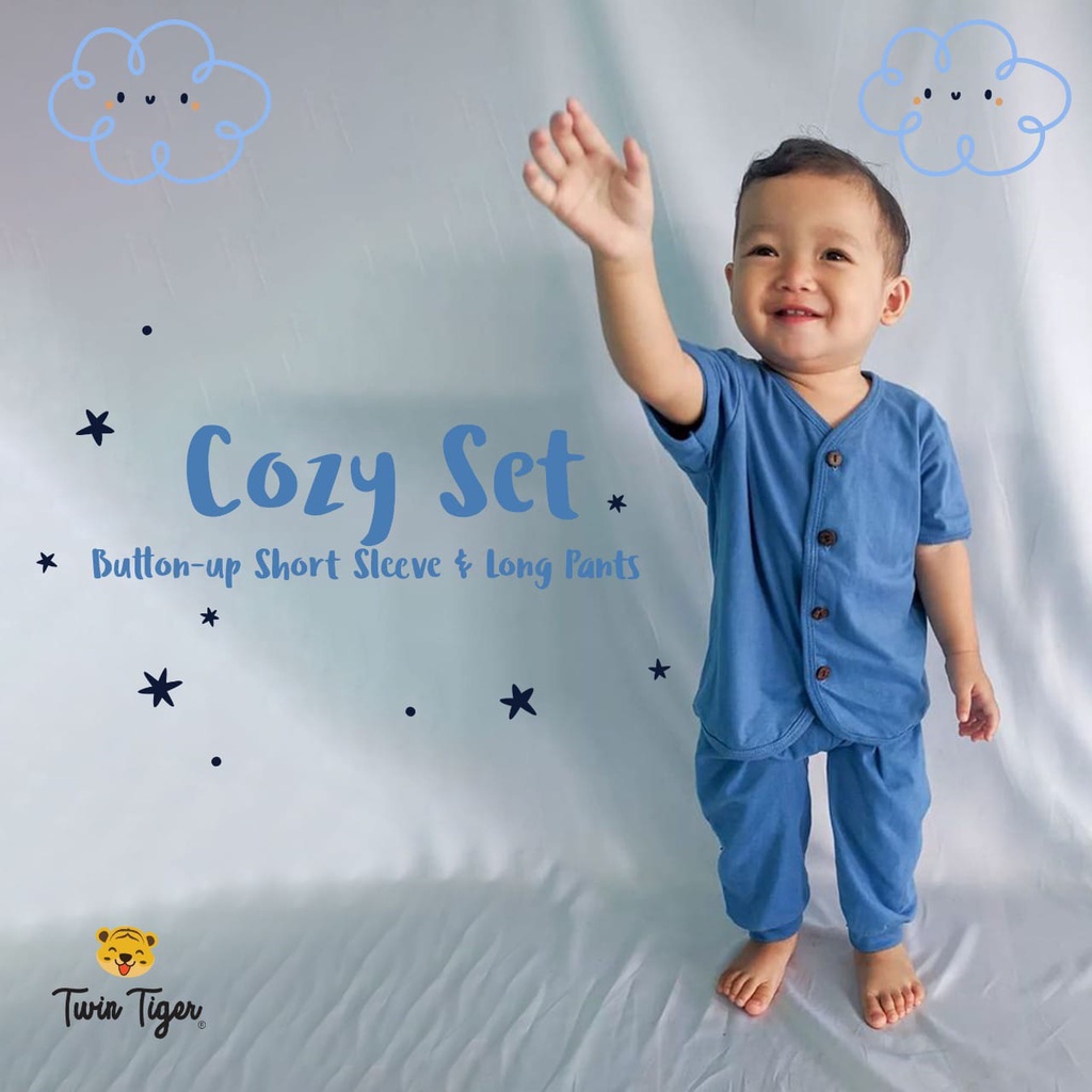 Twin Tiger Cozy Set v.2 Setelan Pendek Panjang - Piyama baby / piyama anak