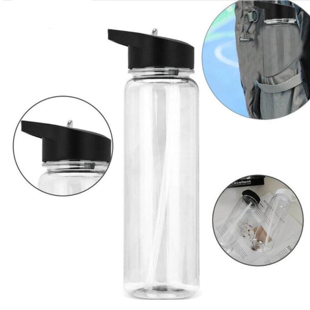 WONDERFUL 750ml Transparent Sports Water Bottle Travel Drinking Canteen Leakproof  Bottles Portable Gym With Flip Straw Clear BPA Free Sport Cup/Multicolor