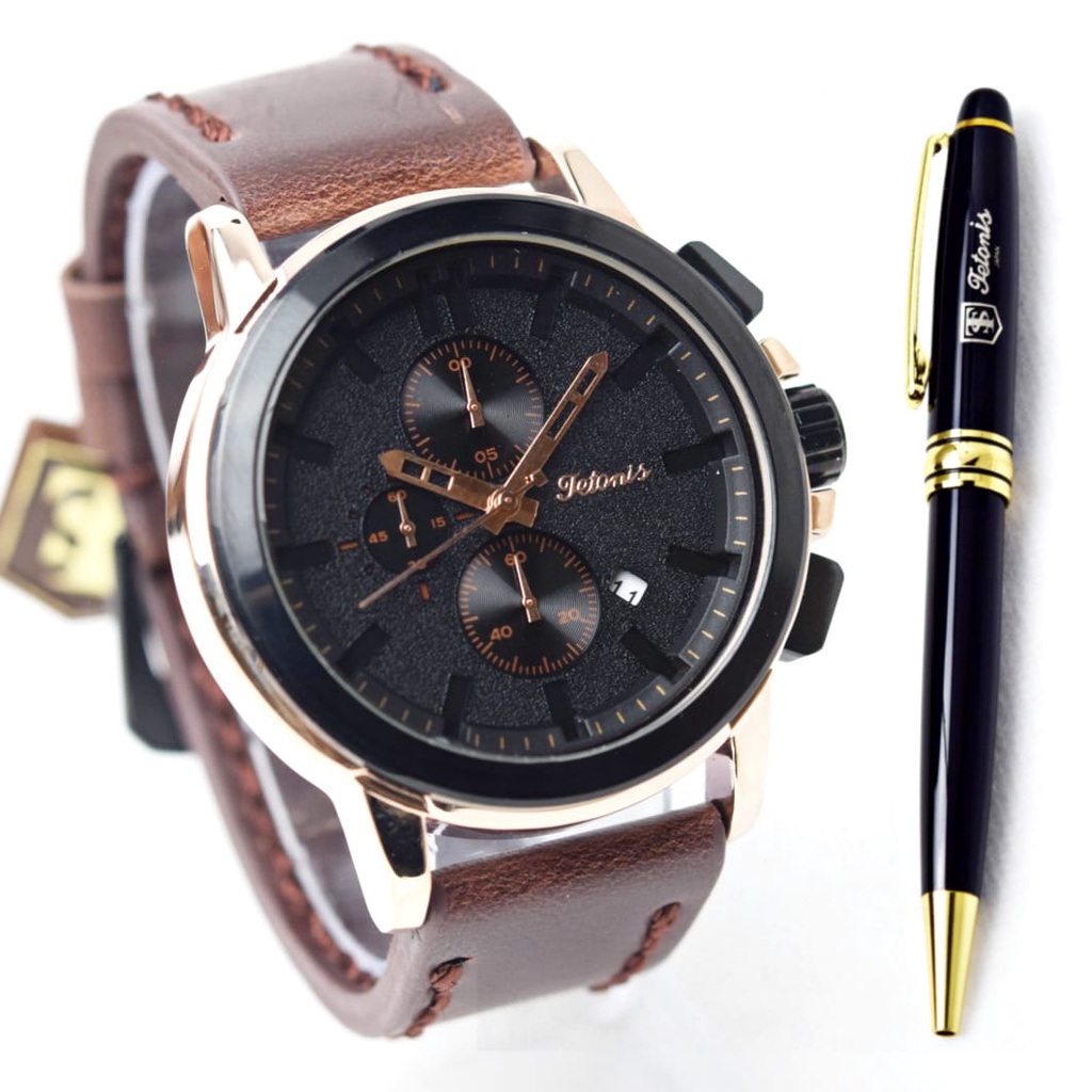 JAM TANGAN PRIA TETONIS ORIGINAL KULIT ANTI AIR CHRONO TANGGAL AKTIF CHRONO AKTIF FREE BOX BATERAI PULPEN BOLPEN ||