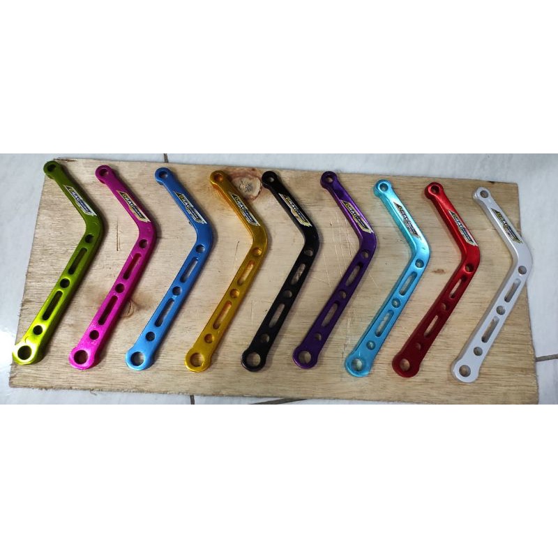 Pangkon L knalpot lunang Breket knalpot L coak alumunium CNC uk 17 cm dari lubang kelubang