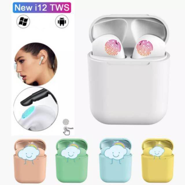 HEADSET - EARPHONE - HANDSFREE BLUETOOTH MACARON I12 TWS 5.0 GREAD A