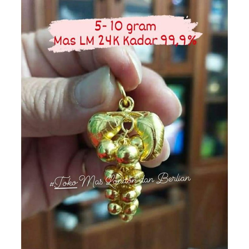 Liontin Anggur  Emas Asli 24K. Kadar 99,99%.