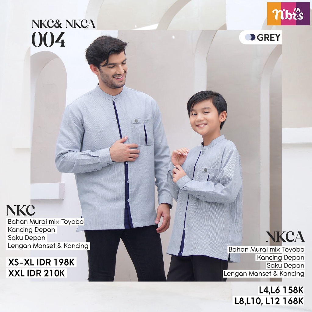 Nibras NKC dan NKCA 004 Koko Couple Lengan Panjang Bahan Murai mix Toyobo by NBRS