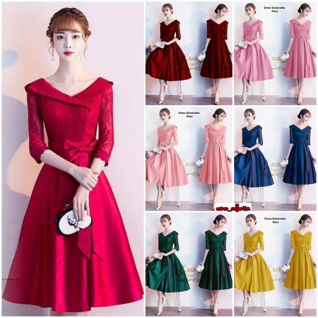 BAJU DRESS PESTA WANITA KOREAN STYLE MURAH TERBARU / PARTY DRESS / WEDDING DRESS KOREA 553