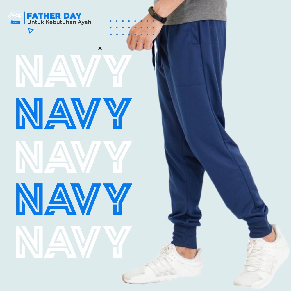 CELANA JOGER JOGGER TRAINING SANTAI KARET HYPEBEAST PRIA COWOK DEWASA 3/4 PANJANG HITAM-NAVY