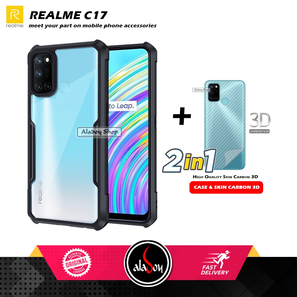 Case REALME C17 Armor Fusion Transparent Casing Free Skin Carbon 3D