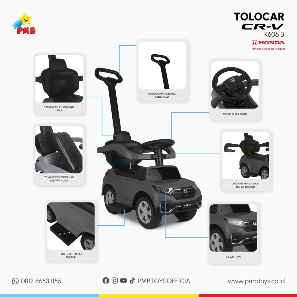 Tolo Car Tolocar PMB K606 C Mainan Ride on Mobil Anak Dorongan Aki K606 B CRV mainan anak
