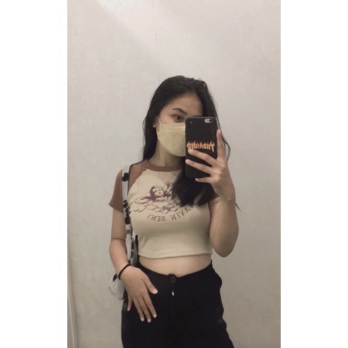 BEFAST - ZGW OOTD Kaos GIYA / Crop Top Heaven Sent (LD88 , P40) / Kaos Crop Heaven / Pakaian Wanita Keluaran Terbaru / Kaos Crop Motif / Crop Top Lengan Pendek / Termurah / Outfit Selebgram Trendy