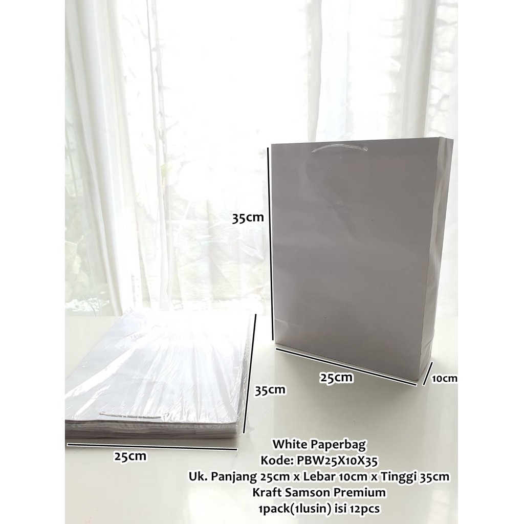 

Shopping Paper bag Tas Kertas Putih Goodiebag White Serbaguna 25X10X35