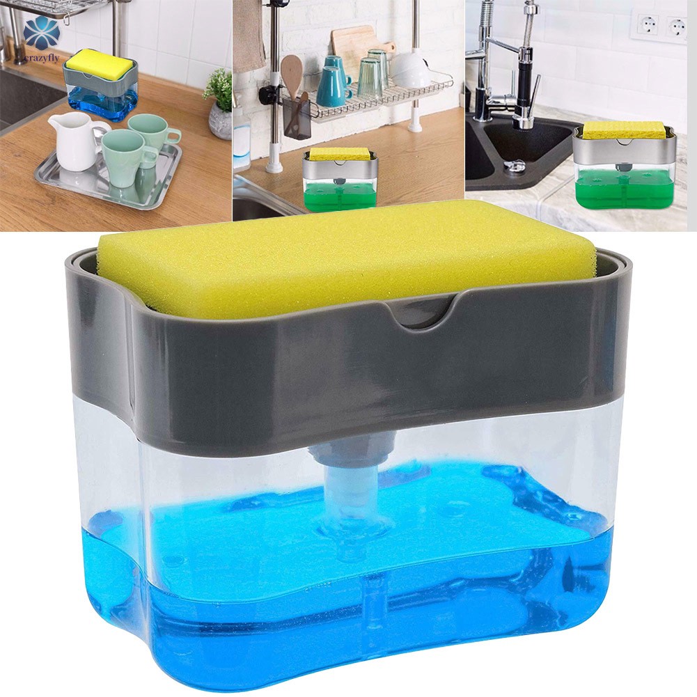 [DS03] Dispenser Sabun Cuci Piring 2 in 1 Pump Holder Sponge Sink Kekinian - Random Colour