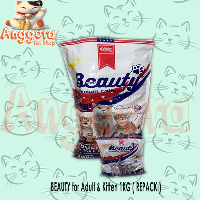 Makanan Kucing Murah BEAUTY Premium 1kg &amp; BEAUTY Gold 750gr for Adult &amp; Kitten 7Pcs (GRAB GOSEND)