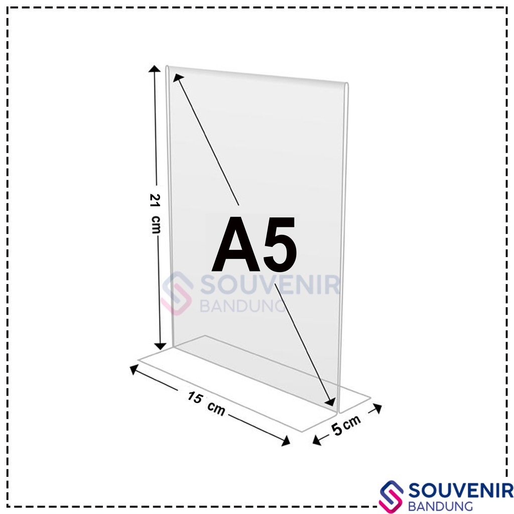 Display menu akrilik Standing Acrylic Papan Tempat Meja Minimalis Untuk Brosur ukuran A6 A5 A4