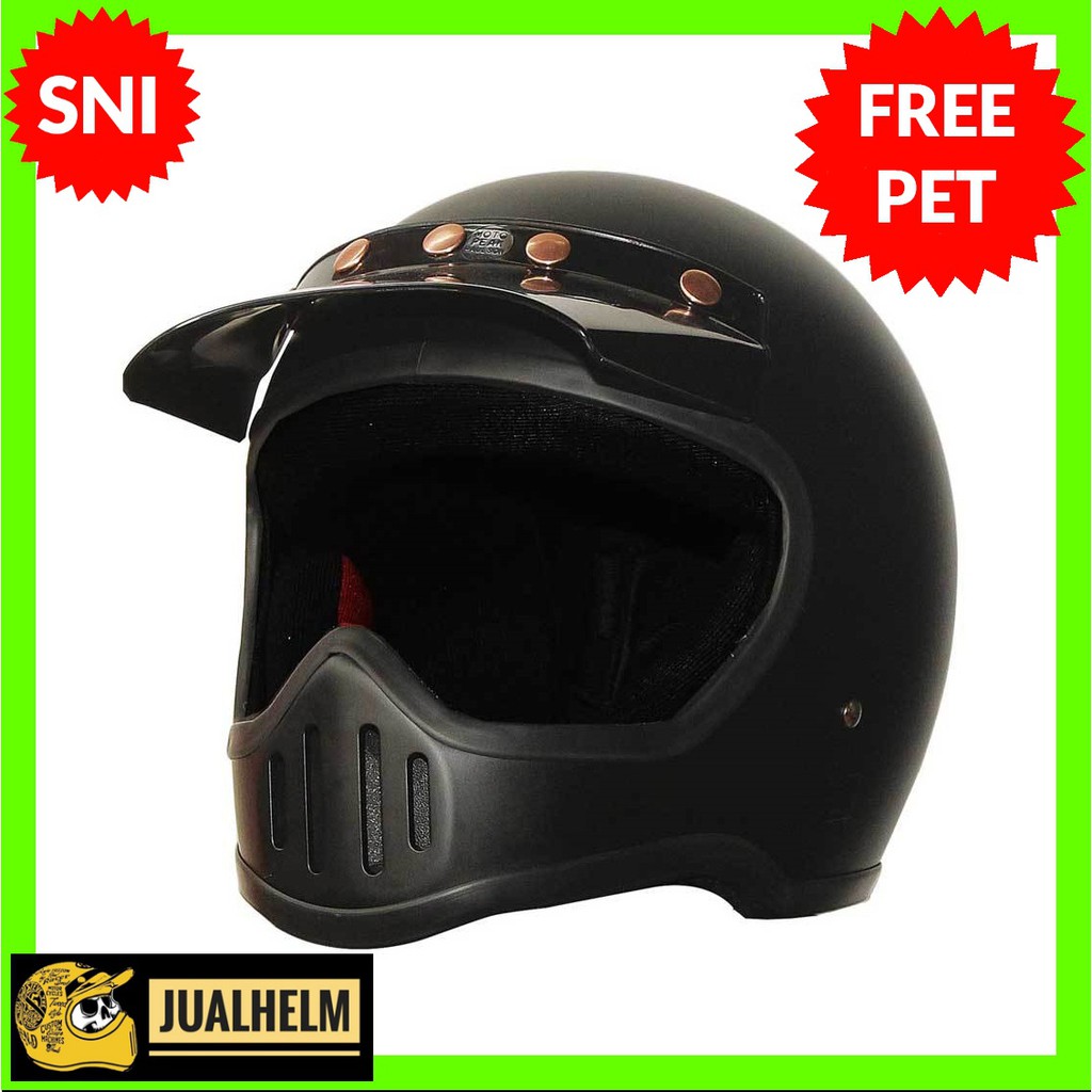 Helm Cakil M50 Hitam Doff / Black Doff (Custom / Vintage)
