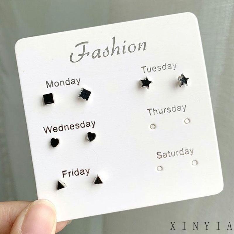 【COD】6Pcs / Set Anting Tusuk Simple Gaya Korea dengan Kristal + Mutiara untuk Wanita