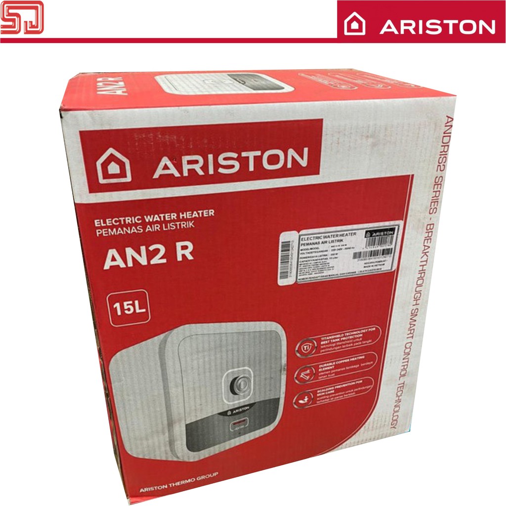 Ariston Andris 2 AN2 R 15 liter 350 watt Water Heater Keluarga Pemanas Air Hangat Mandi Irit Listrik