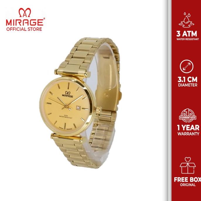 Miragewatch Jam Tangan Wanita Gold Mewah Original Anti Karat 8682L barang ada