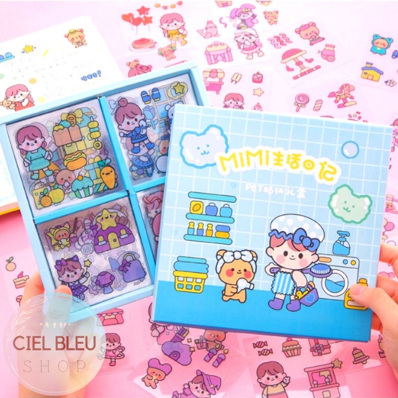 100 PCS  STIKER VIRAL DECO AESTHETIC MOMO STICKER HP TUMBLER LAPTOP + BONUS BOX / CIEL BLEU SHOP