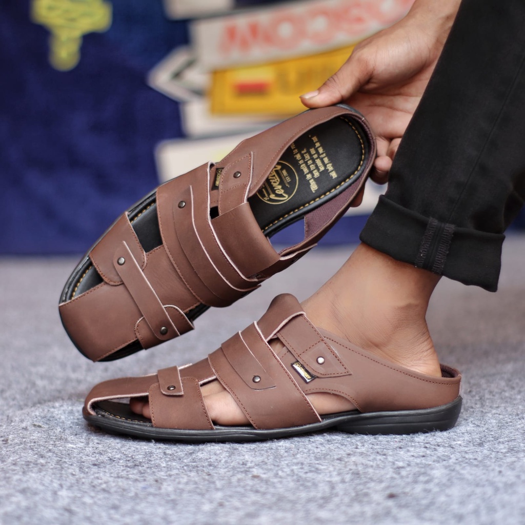 MOLK|Sendal Sepatu Kulit Asli Sendal Pria Original Sandal Slop Pria Trendy