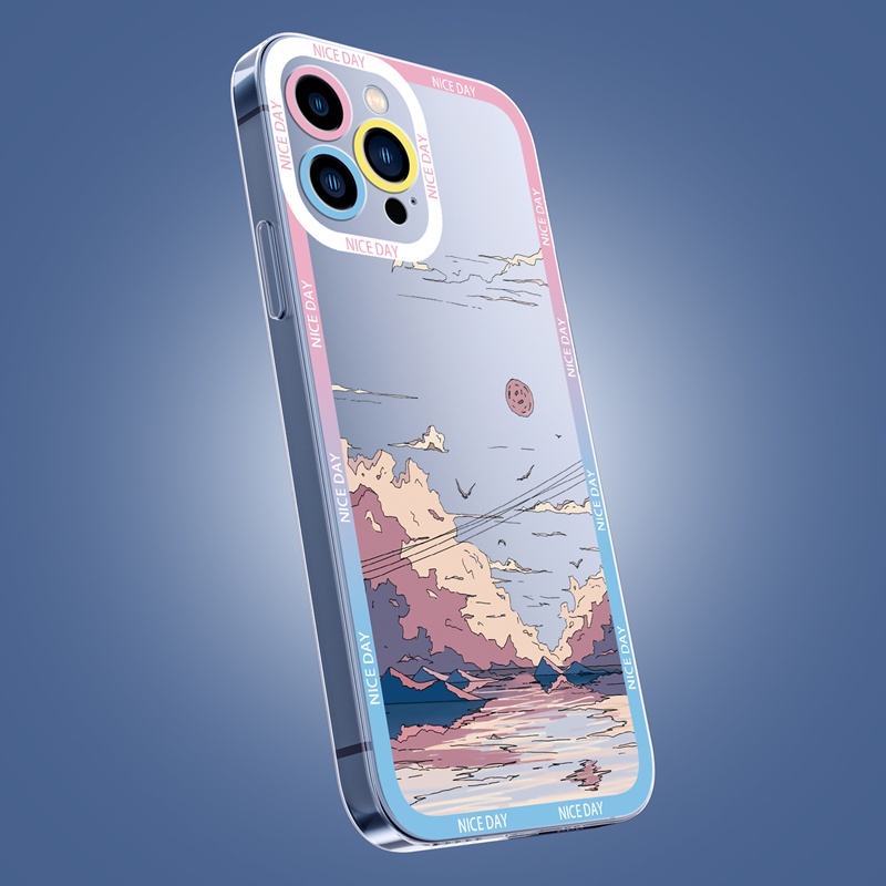 Dllencase Case TPU Bening Tahan Banting Desain Pelangi Untuk iPhone 14 13 Pro Max 6 Plus 6s Plus 7 7 Plus 8 8 Plus X XS XR XS Max 11 12 13 Pro 14 A2 Pro Max