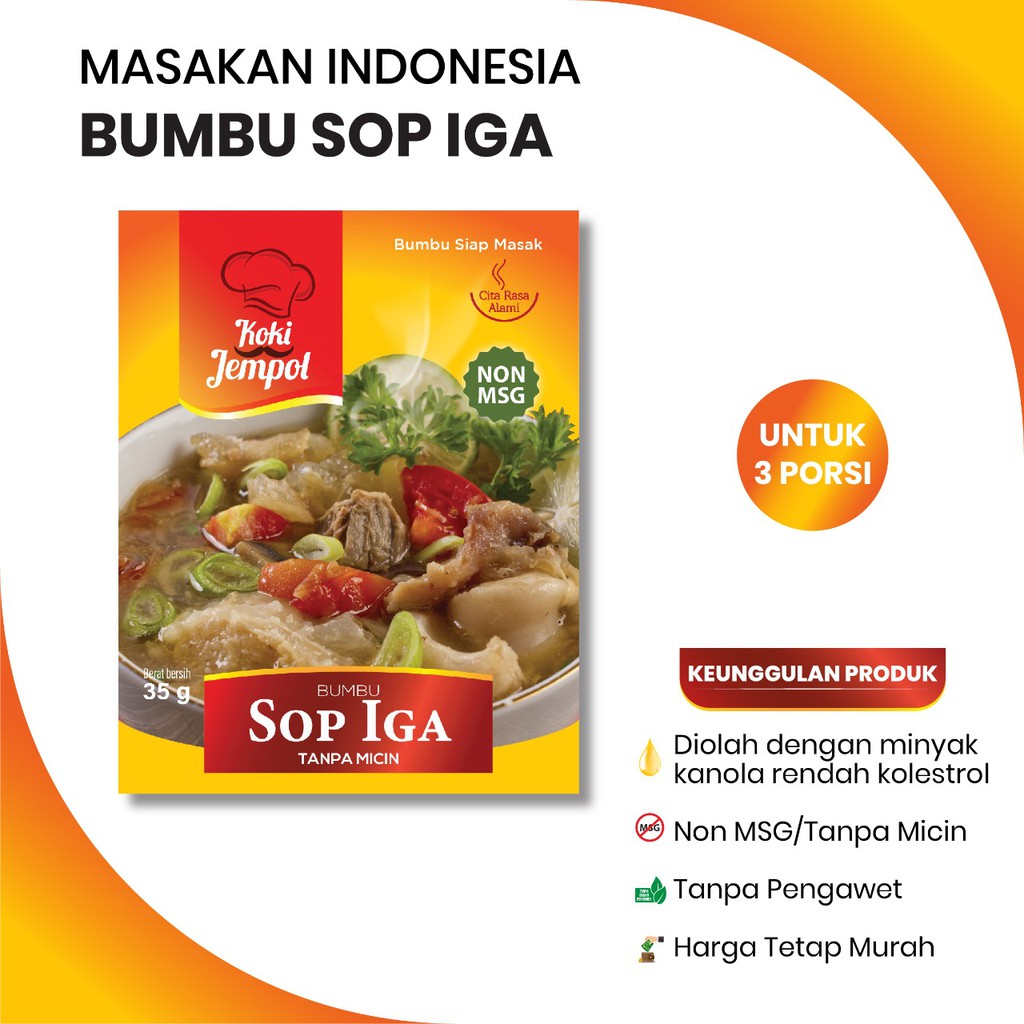 

Bumbu Masak Instant SOP IGA SOP BUNTUT NON MSG Koki Jempol 35gr